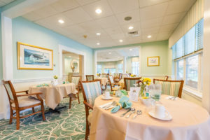 Cafe dining area with table settings