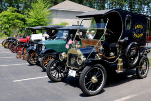 Antique cars in a row