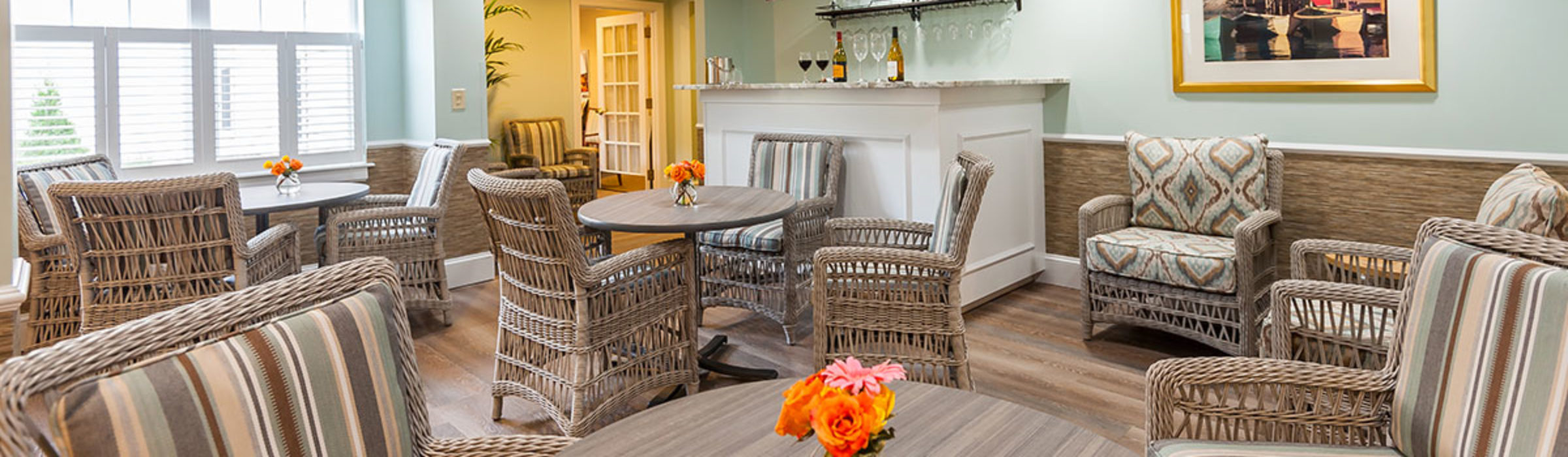 Cafe seating area in a Welch Senior Living assisted living community