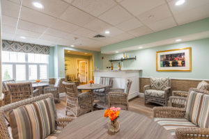 Cafe seating area in a Welch Senior Living assisted living community